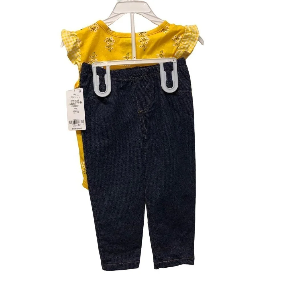 CARTERS Baby Girls -Piece Cotton Bodysuits‎ & Pants Set SIZE 18MOS NWT